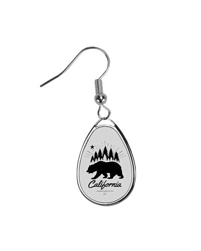 California Bear Flag Republic Teardrop Earrings