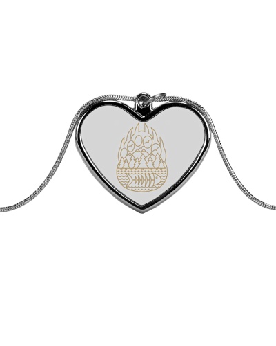 Bear Mark T Shirt Metallic Heart Necklace