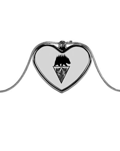 Fern and Bear Metallic Heart Necklace
