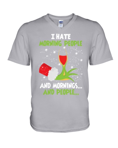 I Hate Morning People V-Neck T-Shirt