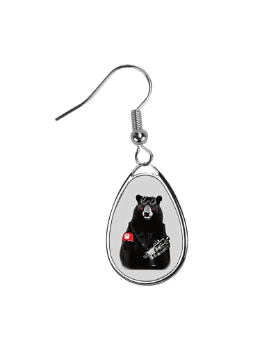 Bear Rebel T Shirt Teardrop Earrings