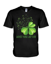 LUCKIEST HORSE LADY EVER V-Neck T-Shirt tile