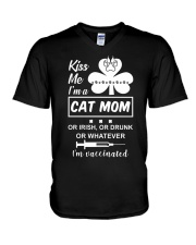 I'm A Cat Mom I'm vaccinated V-Neck T-Shirt tile
