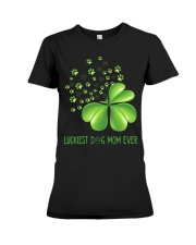 LUCKIEST DOG MOM EVER Premium Fit Ladies Tee tile