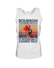 BOURBON GOES IN - WISDOW COMES OUT Unisex Tank tile