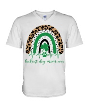 luckiest dog mom ever V-Neck T-Shirt tile
