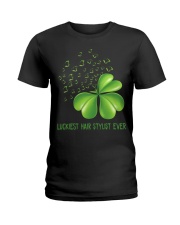 LUCKIEST hair stylist EVER Ladies T-Shirt tile