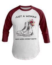 JUST A WOMAN WHO WORE COMBAT BOOTS Baseball Tee tile