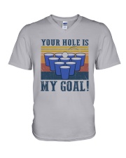 Vintage Beer Pong Your Hole Is My Goal Shirt V-Neck T-Shirt thumbnail