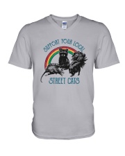 Raccoon Support Your Local Street Cats Shirt V-Neck T-Shirt thumbnail