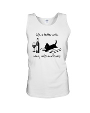 Life Is Better With Wine Cats And Books Shirt Unisex Tank thumbnail