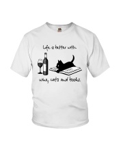 Life Is Better With Wine Cats And Books Shirt Youth T-Shirt thumbnail