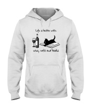 Life Is Better With Wine Cats And Books Shirt Hooded Sweatshirt thumbnail
