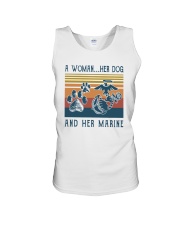 A Woman Her Dog And Her Marine Shirt Unisex Tank thumbnail