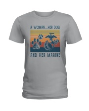 A Woman Her Dog And Her Marine Shirt Ladies T-Shirt thumbnail