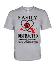 Easily Distracted By Dogs And Big Veins Shirt V-Neck T-Shirt thumbnail