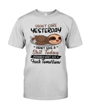 Sloth Didn't Care Yesterday Didn't Give Shit Shirt Premium Fit Mens Tee thumbnail