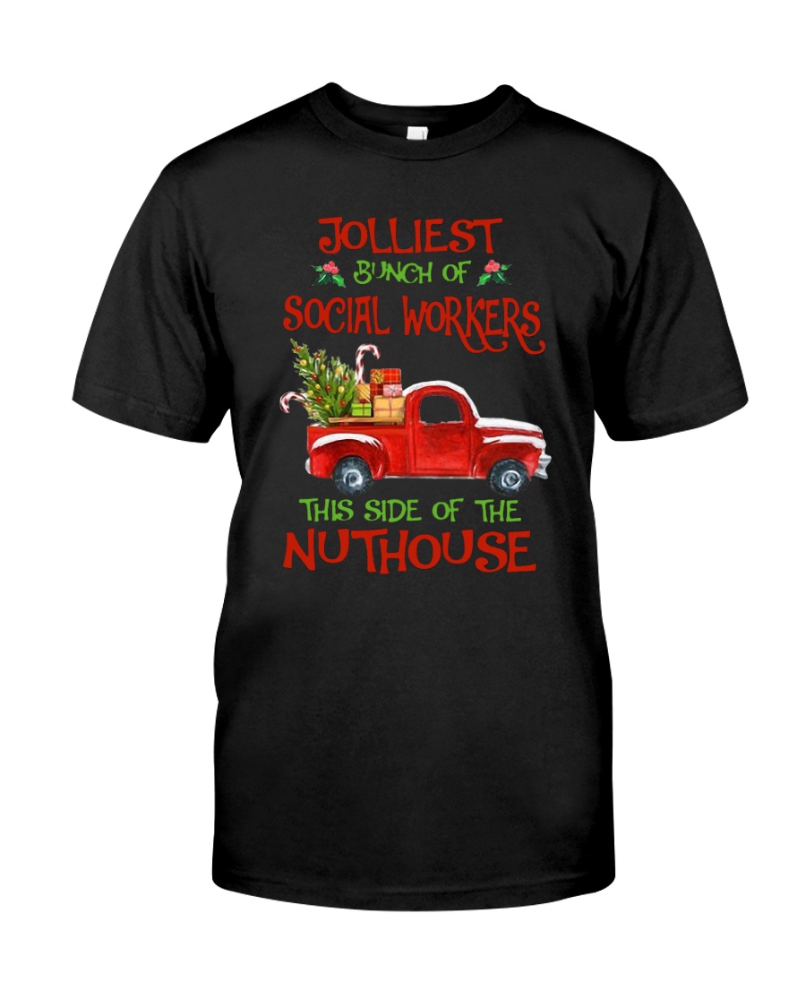 Christmas Jolliest Bunch Of Social Workers Shirt Classic T-Shirt