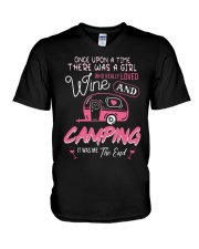 There Was Girl Who Really Loved Wine Camping Shirt V-Neck T-Shirt thumbnail