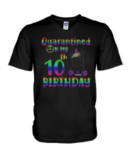 Unicorn Quarantined On My 10th Birthday Shirt V-Neck T-Shirt thumbnail