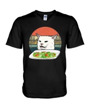 Vintage Retro Woman Yelling At Table Dinner Shirt V-Neck T-Shirt thumbnail