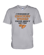 I Wonder If Chicken Wings Think About Me Too Shirt V-Neck T-Shirt thumbnail