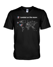 American Flag Landed On The Moon Shirt V-Neck T-Shirt thumbnail