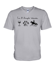 I'm A Simple Woman Like Wine Dog Horse Shirt V-Neck T-Shirt thumbnail