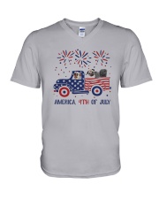 Pug Car America 4th Of July Shirt V-Neck T-Shirt thumbnail