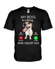 Russell Terrier My Boss Is Calling And I Shirt V-Neck T-Shirt thumbnail