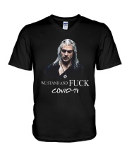 Geralt We Stand And Fuck Covid 19 Shirt V-Neck T-Shirt thumbnail