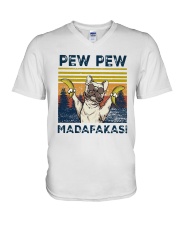 Vintage Pitbull Bananas Pew Pew Madafakas Shirt V-Neck T-Shirt thumbnail