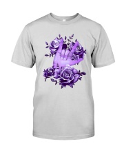 Rock N Roll Sign Language Purple Roses Shirt Premium Fit Mens Tee thumbnail