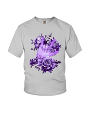 Rock N Roll Sign Language Purple Roses Shirt Youth T-Shirt thumbnail