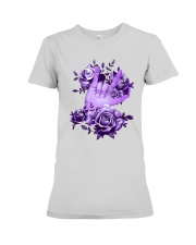 Rock N Roll Sign Language Purple Roses Shirt Premium Fit Ladies Tee thumbnail