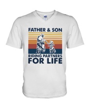 Vintage Father And Son Riding Partners Life Shirt V-Neck T-Shirt thumbnail