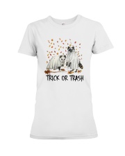 Halloween Racoon Ghost Trick Or Trash Shirt Premium Fit Ladies Tee thumbnail