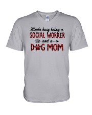 Kinda Busy Being A Social Worker Dog Mom Shirt V-Neck T-Shirt thumbnail