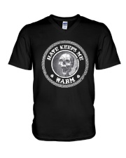 Skull Hate Keeps Me Warm Shirt V-Neck T-Shirt thumbnail