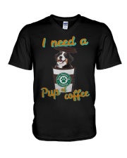 Bernese Mountain I Need A Pup Of Coffee Shirt V-Neck T-Shirt thumbnail