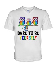 Owls Dare To Be Yourself Shirt V-Neck T-Shirt thumbnail