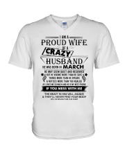 March Crazy Husband - Proud Wife V-Neck T-Shirt tile