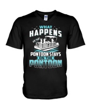 PONTOON BOAT GIFT - WHAT HAPPENS V-Neck T-Shirt thumbnail