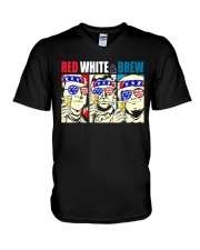 CRAFT BEER BREWERY RED WHITE AND BREW V-Neck T-Shirt tile