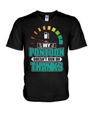PONTOON GIFT - MY PONTOON DOESN'T RUN ON THANKS V-Neck T-Shirt thumbnail