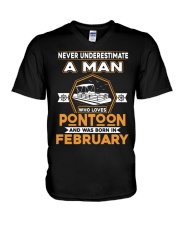 PONTOON BOAT GIFT - FEBRUARY PONTOON MAN V-Neck T-Shirt thumbnail