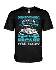 PONTOON BOAT GIFT - ESCAPE FROM REALITY V-Neck T-Shirt thumbnail