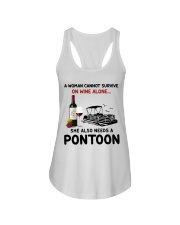 Pontoon Gifts A Woman Need Wine And A Pontoon Ladies Flowy Tank tile