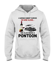 Pontoon Gifts A Woman Need Wine And A Pontoon Hooded Sweatshirt tile