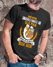 TRULY DRINK NEVER UNDERESTIMATE A BEER GEEK Classic T-Shirt lifestyle-mens-crewneck-front-4